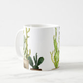 Mug Sept cactus d'aquarelle vert dessinés à la main en (Devant gauche)