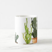 Mug Sept cactus d'aquarelle vert dessinés à la main en (Centre)