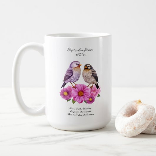 Mug Septembre Aster Flower with Birth Cadeau (Avec donut)