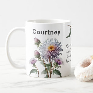 Mug Septembre Birth Flower Aster Ajouter un nom
