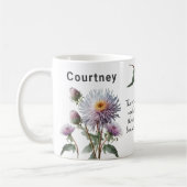 Mug Septembre Birth Flower Aster Ajouter un nom (Gauche)