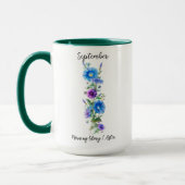 Mug Septembre Fleur de naissance Matin Gloire et aster (Gauche)