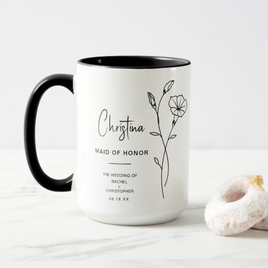 Mug Septembre Maid of Honor | Fleur de la gloire du ma (Avec donut)