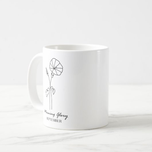 Mug Septembre Mois de naissance Monogramme de fleurs (Devant gauche)
