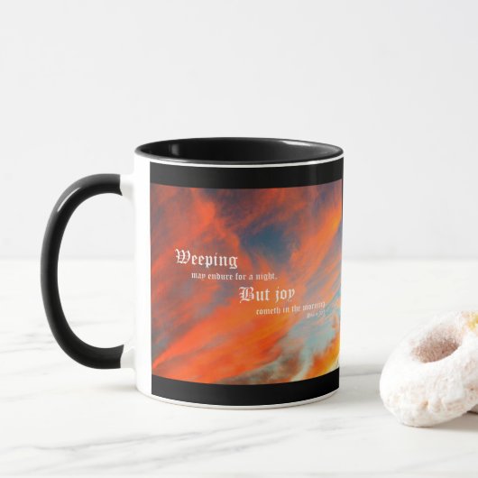 Mug Septembre Nuages avec Psaume 30:5 (Avec donut)