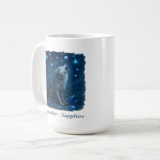 Mug Septembre Sapphire - Loup céleste (Devant gauche)