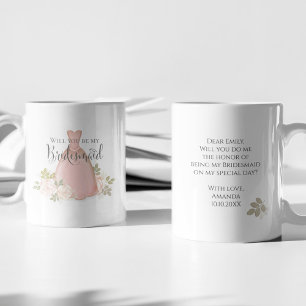 Mug Seras-tu ma Demoiselle d'Honneur Blush Aquarelle