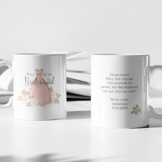 Mug Seras-tu mon Bridesmaid Blush Watercolor