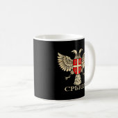 Mug Serbe Srbija Serbe Eagle Drapeau Serbe Cccc Cyrill (Devant droit)