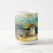 Mug Serene Tabby Cat in Whimsical Wildflower Meadow (Centre)