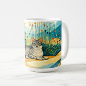 Mug Serene Tabby Cat in Whimsical Wildflower Meadow (Devant droit)