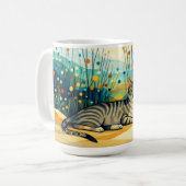 Mug Serene Tabby Cat in Whimsical Wildflower Meadow (Devant gauche)