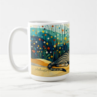 Mug Serene Tabby Cat in Whimsical Wildflower Meadow