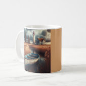 Mug Sérénité côtière : Phare et bateau à moteur (Devant gauche)