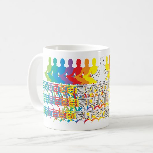 Mug Sérénité Stabilité Force Arc-en-ciel Intentions (Devant gauche)