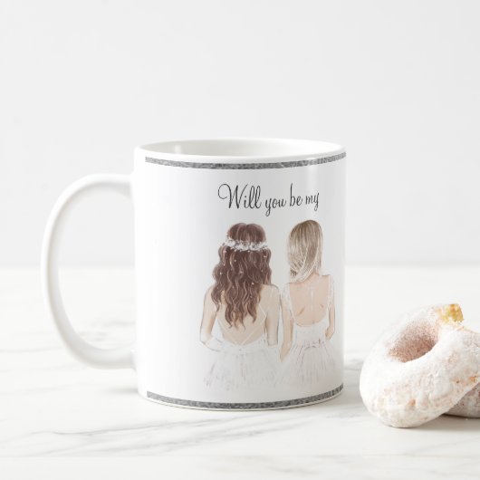 Mug Serez-vous ma demoiselle d'honneur ? Écriture aqua (Avec donut)