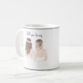 Mug Serez-vous ma demoiselle d'honneur ? Écriture aqua (Devant gauche)