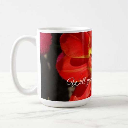 Mug Serez-vous ma fille à fleurs, Fleur de tulipe roug (Gauche)