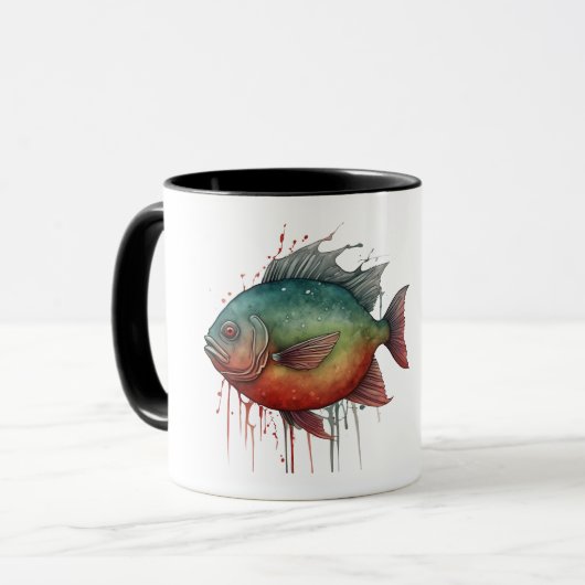 Mug - Série aquarelle : Piranha (Devant gauche)
