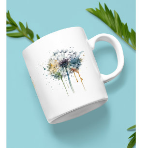 Mug série de pandelions colorés à l'aquarelle