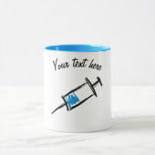 Mug Seringue, dessinée à la main. Injection, médecin,  (Centre)