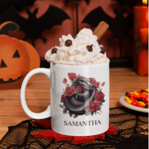 Mug Serpent noir en Rose Aquarelle Goth