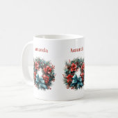 Mug Serre de pin avec Fleurs rouges et Holly (Devant gauche)