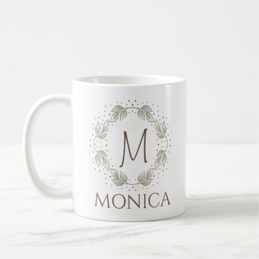 Mug Serre Feuilleté Avec Monogramme Et Nom (Gauche)