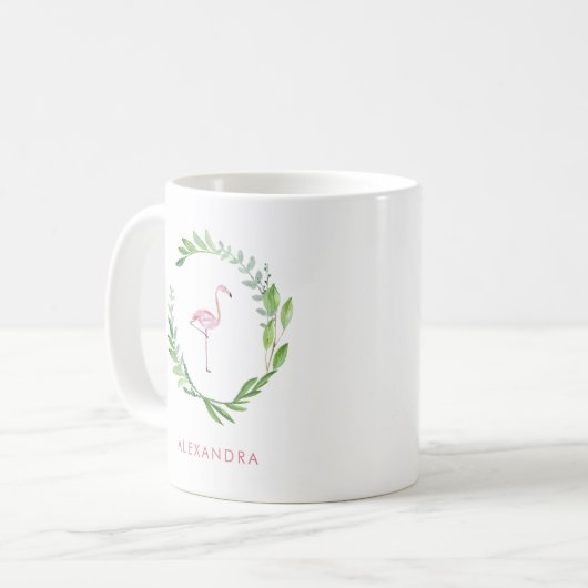 Mug Serre verte | Flamant rose rose (Devant gauche)