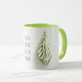 Mug Serviettes de plage à rayures vertes blanches (Devant droit)