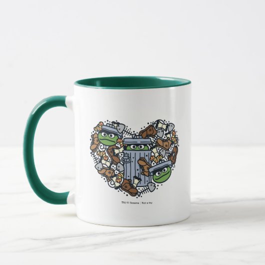 Mug Sésame Sésame | Oscar the Grouch Doodle Heart (Gauche)