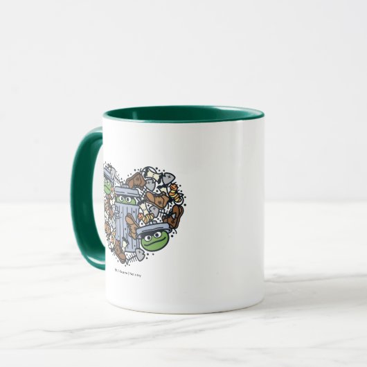 Mug Sésame Sésame | Oscar the Grouch Doodle Heart (Devant gauche)