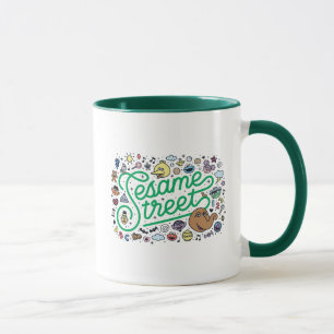 Mug Sésame Sésame   Sesame Street Green Doodle Script
