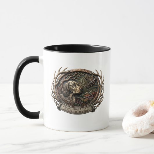 Mug Setter anglais, chasse à la bécasse (Avec donut)