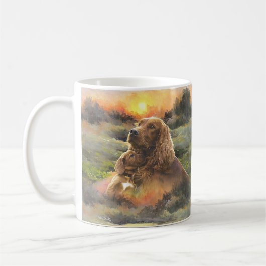 Mug setter irlandais avec chiot (Gauche)