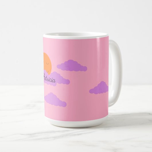 Mug Setting Sun with Clouds: Carnation Pink  (Devant droit)
