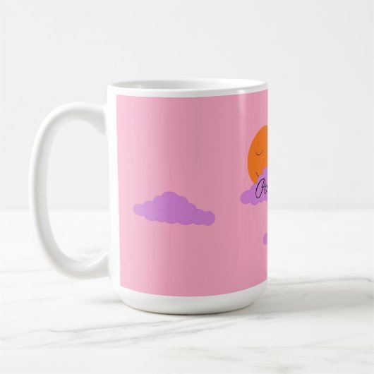 Mug Setting Sun with Clouds: Carnation Pink  (Gauche)