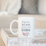 Mug Seules les meilleures mamans sont promues à grand-<br><div class="desc">Seules les meilleures mamans sont promues à Grand-mère ! Notre jolie tasse à citation florale présente un doux sentiment dans la typographie manuscrite ornée d'un spray de fleurs d'aquarelle rose rousse. Un beau cadeau pour les nouvelles grand-mères ou la fête des mères.</div>