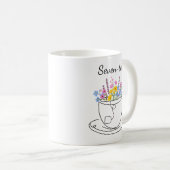 Mug Seven-Tea 70th Birthday Whimsical Fun Floral   (Devant droit)