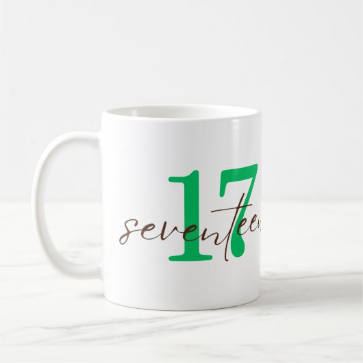 Mug Seventeenth 17 Year Anniversary Personalization (Gauche)