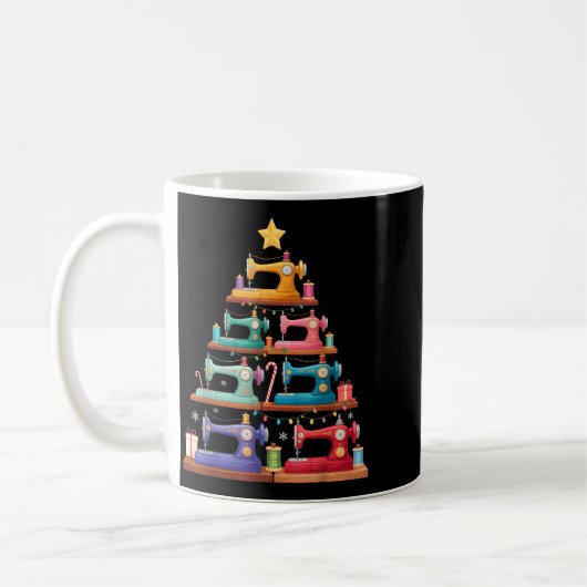 Mug Sewing Machine Christmas Tree Lights Santa Hat Xma (Gauche)