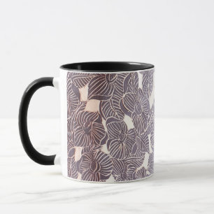Mug Sgraffito noir floral
