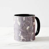 Mug Sgraffito noir floral (Devant droit)