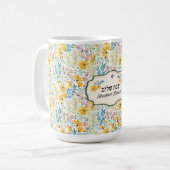 Mug Shabbat Shalom Fleurs de printemps hébraïques et a (Devant gauche)