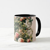 Mug Shabby Chic Rose Vins Floral Élégant (Devant droit)