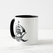 Mug Shadow Sailing Ship – Vintage Ocean Illustration (Devant gauche)