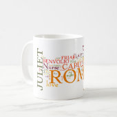 Mug Shakespeare Romeo et nuage de mot de Juliet (Devant gauche)