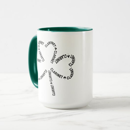 Mug Shamrock de texte Clarinet (Devant gauche)
