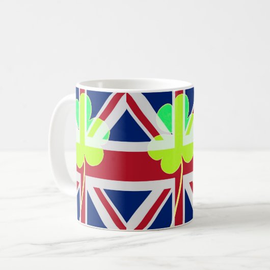 Mug Shamrock du drapeau irlandais britannique Clover S (Devant gauche)