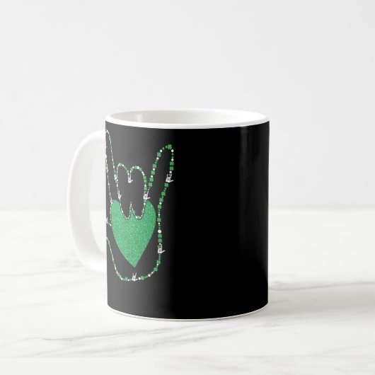 Mug Shamrock I Love You Hands Sign Language ASL (Devant gauche)